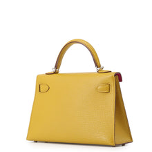 Load image into Gallery viewer, HERMES Mini Kelly 2 Verso Jaune Ambre/Rose Tyrien Chevre Myzore Goatskin