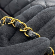 Load image into Gallery viewer, CHANEL Matelasse W Flap ChainShoulder Bag BlackA01112 Caviar Leather Size 25