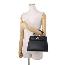Load image into Gallery viewer, HERMES Kelly Sellier Black Chevre Myzore Goatskin Size 25