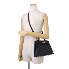 Load image into Gallery viewer, HERMES Kelly Sellier Black Chevre Myzore Goatskin Size 25