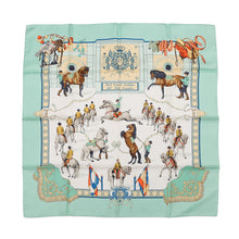 Load image into Gallery viewer, HERMES Royal Andalusian Equestrian School Carre Size 90 Light Green/Multicolor Silk100%
