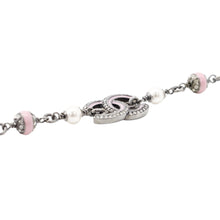 Load image into Gallery viewer, CHANEL CC Logo Necklace Black Metal Faux Pearl Rhinestone