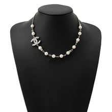 Load image into Gallery viewer, CHANEL CC Logo Faux PearlNecklace Gold Plated Rhinestone Faux Pearl