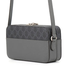 Load image into Gallery viewer, GUCCI Cutout Interlocking G Shoulder Bag Gray/Black725341 GG Supreme Leather