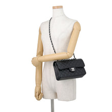 Load image into Gallery viewer, CHANEL Matelasse W Flap ChainShoulder Bag BlackA01113 Caviar Leather Size 23