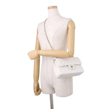 Load image into Gallery viewer, CHANEL Matelasse W flap ChainShoulder WhiteA01113 Caviar Leather Size 23