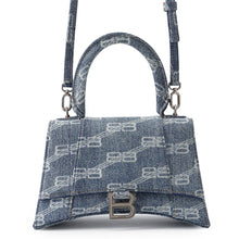 Load image into Gallery viewer, BALENCIAGA Hourglass BB Monogram Denim Bag Blue593546210E64716 Denim Size Small