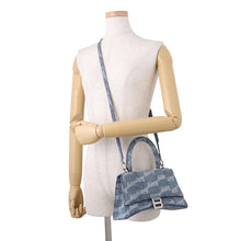 Load image into Gallery viewer, BALENCIAGA Hourglass BB Monogram Denim Bag Blue593546210E64716 Denim Size Small