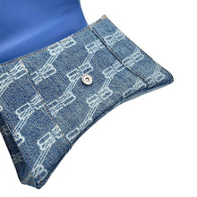 Load image into Gallery viewer, BALENCIAGA Hourglass BB Monogram Denim Bag Blue593546210E64716 Denim Size Small