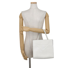 Load image into Gallery viewer, PRADA Triangle Logo Embossed 2-Way Tote Bag White1BG382_ASK_F0009 Leather