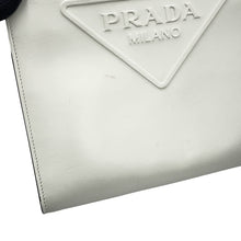 Load image into Gallery viewer, PRADA Triangle Logo Embossed 2-Way Tote Bag White1BG382_ASK_F0009 Leather