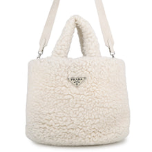 Load image into Gallery viewer, PRADA Triangle Logo Tote 2-Way Handbag White1BG428_2FLI_F0018 Wool Cashmere Size Small
