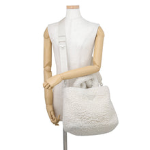 Load image into Gallery viewer, PRADA Triangle Logo Tote 2-Way Handbag White1BG428_2FLI_F0018 Wool Cashmere Size Small