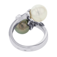 Load image into Gallery viewer, CHANEL Comet Twin Pearl Ring Size 52/#12 18K White Gold
