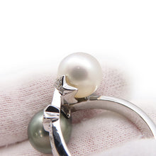 Load image into Gallery viewer, CHANEL Comet Twin Pearl Ring Size 52/#12 18K White Gold