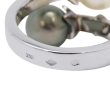 Load image into Gallery viewer, CHANEL Comet Twin Pearl Ring Size 52/#12 18K White Gold