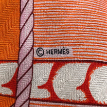 Load image into Gallery viewer, HERMES Giant Square Parcours Sans Faute - A perfect course Size 140 Orange/Corail/White Cashmere70% Silk30%