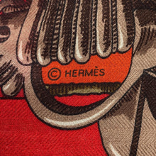 Load image into Gallery viewer, HERMES Giant Square Imperial Studies L'Instruction du Roy Size 140 Rouge/Orange Cashmere Silk