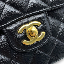 Load image into Gallery viewer, CHANEL Matelasse W-Flap W-Chain Shoulder Bag BlackA01113 Caviar Leather Size 23