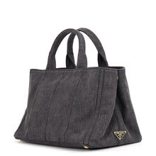 Load image into Gallery viewer, PRADA Canapa 2WAY Tote Bag Black1BG642 Denim Size Medium