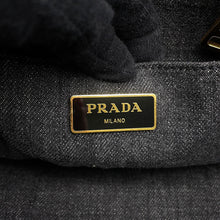 Load image into Gallery viewer, PRADA Canapa 2WAY Tote Bag Black1BG642 Denim Size Medium