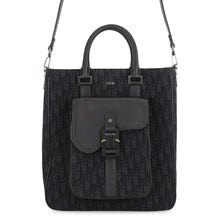 Load image into Gallery viewer, Dior Oblique Jacquard Saddle Tote Bag (2-Way Bag) Black1ADSH241YKS_H03E Canvas Leather