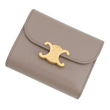 Load image into Gallery viewer, CELINE Triomphe Flap Wallet Gray10D783 shiny calf