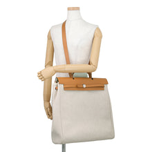 Load image into Gallery viewer, HERMES Herbag Ecru/Natural Toile H Vache Hunter Leather Size MM