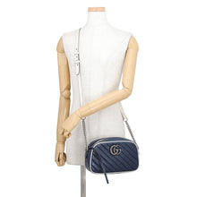 Load image into Gallery viewer, GUCCI GG Marmont Small Camera Bag Navy/White447632 Leather Size Small