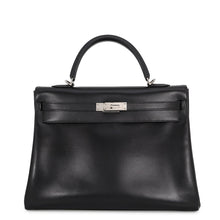 Load image into Gallery viewer, HERMES Kelly Retourne Black Box Calf Leather Size 35