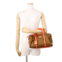 Load image into Gallery viewer, PRADA 2way Handbag Orange/Khaki Nylon Leather
