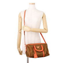 Load image into Gallery viewer, PRADA 2way Handbag Orange/Khaki Nylon Leather
