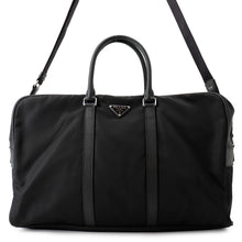 将图像加载到图库查看器中,PRADA 2way Travel Bag Black Nylon Leather