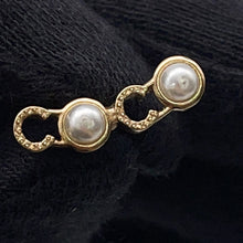 Load image into Gallery viewer, CHANEL COCO logo earrings Gold Metal Faux Pearl