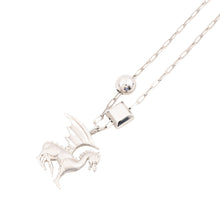 Load image into Gallery viewer, HERMES Talisman Dragon Motif Necklace Silver Metal