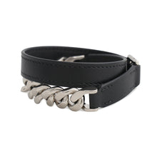 Load image into Gallery viewer, HERMES Camden Chain Bracelet Size T4 Black/Shiver Leather Metal