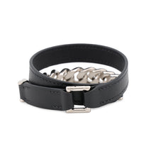 Load image into Gallery viewer, HERMES Camden Chain Bracelet Size T4 Black/Shiver Leather Metal
