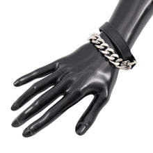 Load image into Gallery viewer, HERMES Camden Chain Bracelet Size T4 Black/Shiver Leather Metal