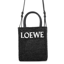 将图像加载到图库查看器中,LOEWE Standard A5 Tote 2-Way Bag Black/WhiteA563S30X09 1102 Raffia Leather