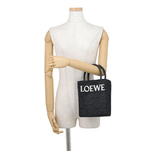 将图像加载到图库查看器中,LOEWE Standard A5 Tote 2-Way Bag Black/WhiteA563S30X09 1102 Raffia Leather