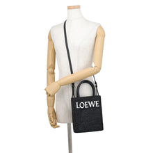 将图像加载到图库查看器中,LOEWE Standard A5 Tote 2-Way Bag Black/WhiteA563S30X09 1102 Raffia Leather