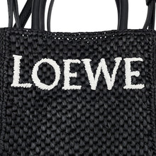 将图像加载到图库查看器中,LOEWE Standard A5 Tote 2-Way Bag Black/WhiteA563S30X09 1102 Raffia Leather