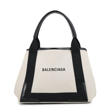 Load image into Gallery viewer, BALENCIAGA Navy Cabas Tote Bag Natural/Black339933 Canvas Size S
