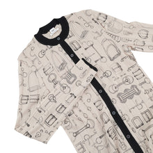 Load image into Gallery viewer, HERMES Cardigan, Cahiers du Corporteur print Size 34 Beige Pierre Histori Cashmere70% Silk30%