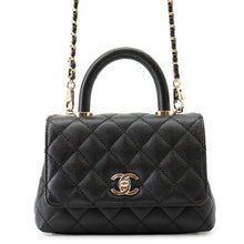 将图像加载到图库查看器中,CHANEL Coco Handle 2WAYHandbag BlackAS2215 Caviar Leather Size XXS