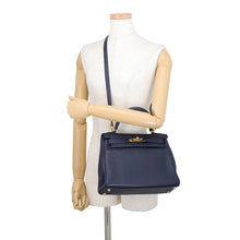 将图像加载到图库查看器中,HERMES Kelly Retourne Blue Nuit Taurillon Clemence Size 28