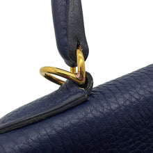 将图像加载到图库查看器中,HERMES Kelly Retourne Blue Nuit Taurillon Clemence Size 28