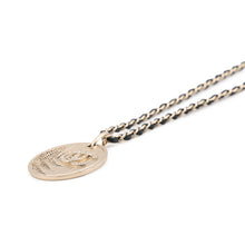 Load image into Gallery viewer, CHANEL CC Logo Rhinestone Round Coin Necklace Champagne Gold Metal Rhinestone