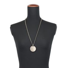 Load image into Gallery viewer, CHANEL CC Logo Rhinestone Round Coin Necklace Champagne Gold Metal Rhinestone