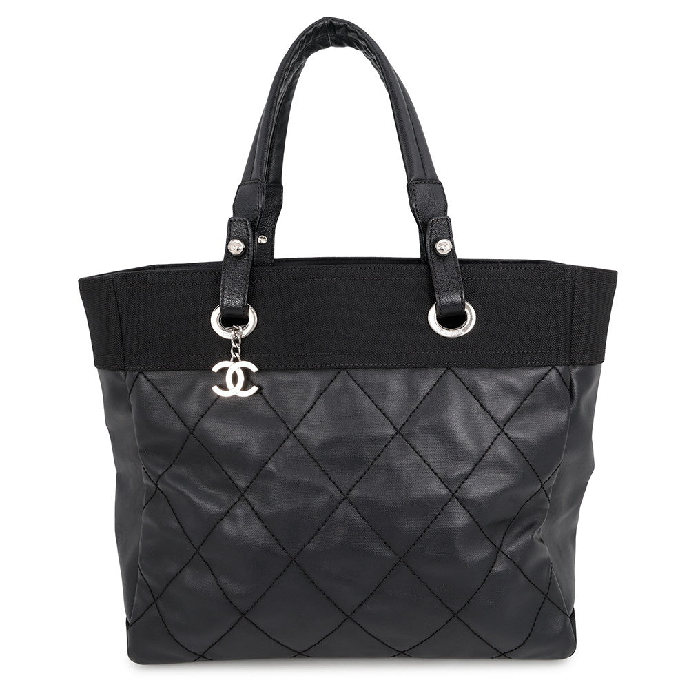 CHANEL Paris-Biarritz Tote Bag BlackA34209 Leather Canvas Size MM
